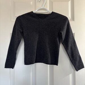 J-Crew Grey V-Neck Top Size S Casual Work Layering Knit Sweater